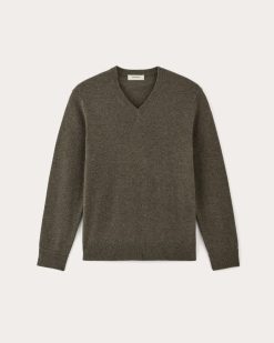 Alternative view of The Cashmere V-Neck Sweater | Heathered Army Green