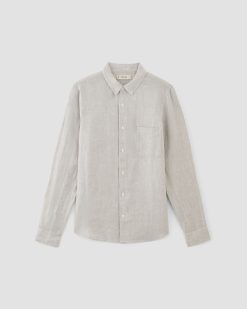 Alternative view of The Classic Shirt in Linen | Stone / White